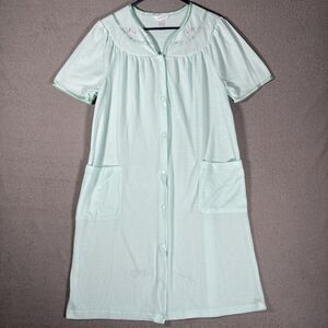 Adonna Sleepwear Nightgown Muumuu Women’s‎ Size M Waffle Knit Teal House Dress